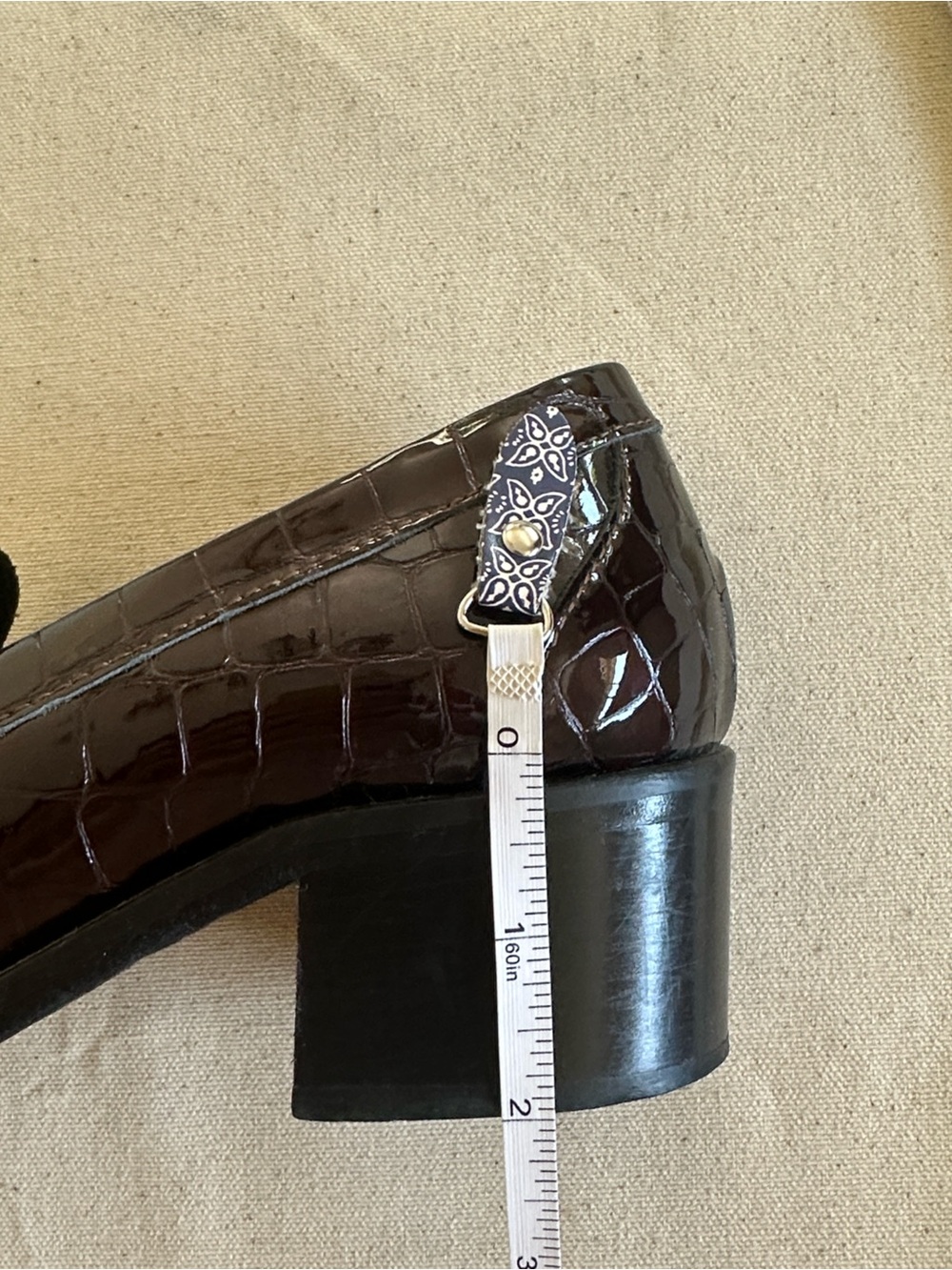 Bass Women’s Croc-Embossed Patent Loafers in Dark Burgundy - Picture 8 of 10